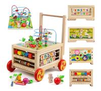 Montessori 7 in 1 Wooden Activity Bowl Multi-function Educational Learning Toy for 1+ Year Old Boys Girls First Birthday Gift, Maze Charm, Number