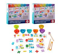 Montessori Arithmetic Math Toy Set-Silicone Digital Learning with Beads, Chopsticks & Spoons, Number Crunching Clip Bead Matching Game, Educational Early Childhood Education Bead (2pc)