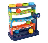 Montessori Ball Drop Toy with 4 Balls & 1 Hammer, 4-layer Ball Drop Tower Toddler Educational Assembly Toy