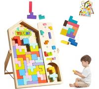 Montessori Brain Blocks, Colored 3D Wooden Russian Puzzle, Develops Logic & Spatial Reasoning, Wooden Stacking Puzzle Giant Board Game, Open-Ended Play Thinking for Boys and Girls (A)