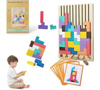 Montessori Brain Blocks, Colored 3D Wooden Russian Puzzle, Develops Logic & Spatial Reasoning, Wooden Stacking Puzzle Giant Board Game, Open-Ended Play Thinking for Boys and Girls (B)