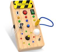 Montessori Busy Board ab 3 year Activity board toy Baby Sensory Learning Toy LED Wooden Toy Light Switch Toy Motor Skills Toy Birthday Gift for Boys and Girls 3 4 5 6+ years