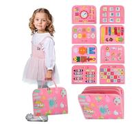 Montessori Busy Board for Children of 3+ Years Old, Activity Sensory Book Offers Preschool Educational Skill Learning, Quiet Travel Toys for Plane Car, Birthday Gifts for Girls Toddlers Pink Mermaid