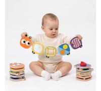 Montessori Busy Board for Toddlers 1-4 Year Old, Wooden Sensory Fidget Activity Board for Baby Boys Girls, Preschool Travel Toys for Airplane & Car, Educational Learning Gift ADHD & Autistic Children