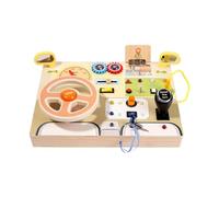 Montessori Busy Board with LED Wooden Sensory Toy Developmental Sensory Board Baby Travel Toys for Toddlers 1-3, steering wheel
