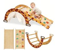 Montessori Climbing Frame Set with Slide for Toddler, 4 in 1 Baby Climbing Arch, Outdoor Indoor Playground