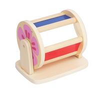 Montessori Drehende Trommel Holz Spielzeug für Säuglinge 6-12 Monate Rainbow Montessori Spinning Drum Musik Spiegel Trommel