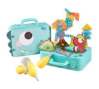 Montessori Drill Tool Set 233PCS Educational STEM Toolbox with Dinosaur Cards, Shapes, Screws & Tools