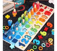 Montessori Educational Games, Magnetic Fishing Game, Wooden for Learning Colors, Mathematics