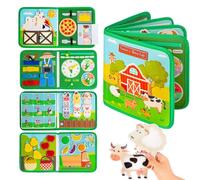 Montessori Farm Busy Book with Buttons,Sensory Travel Toy for Toddlers 1-4 Years on Plane,Felt Quiet Book for Preschool Learning,Educational Activities for Develop Basic Life Skills and Color Sorting