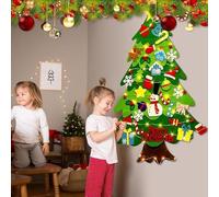 Montessori Felt Christmas Tree for Toddlers with Lights, 3.2FT - Xmas Decorations Wall Hanging 32 Ornaments Kids Gifts Party Supplies (Regular)