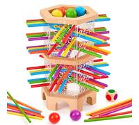 Montessori Game Wooden Board Games, 42 Colorful Sticks Games for 3 4 5 6 Years, Kids Math Learning Toys Fine Motor Skills Family Travel Game Birthday Gifts for Boys Girls