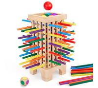 Montessori Game Wooden Board Games, 42 Colorful Wooden Sticks Dice Games Math Educational Toys for 3 4 5 6 Years Old, Fine Motor Skills & Counting Toy, Family Travel Game for Kids Gifts