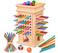 Montessori Game Wooden Board Games, Educational Toys for 3 4 5 6 Year Old | Maths Game with 42 Colorful Sticks and Dice, Kids Toy Family Travel Fine Motor Skills Gifts for Boys Girls