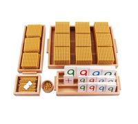 Montessori Golden Bead Material Set, Wood Decimal Bank's Elementary Math Manipulatives for Mathematics Teaching Aids Kindergarten Toys