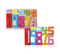 Montessori-Inspired Wooden Number Building Blocks, Counting Toys for Kids, Early Education Math Games for Preschoolers, Educational Counting Blocks (20-Number Blocks +15-Double-sided Cards)