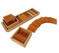 Montessori Introduction to Decimal Symbols with Trays, Beechwood Complete Golden Beads Working Set, Decimal System Operations Material, Montessori Math Manipulatives for Kids Ages 4-7