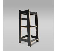 Montessori Learning Tower - Wooden Kitchen Helper with 3 Adjustable Heights, Safe Standing Step Stool Platform for Toddlers Aged 2-6 (Anthracite/Pine)