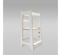 Montessori Learning Tower - Wooden Kitchen Helper with 3 Adjustable Heights, Safe Standing Step Stool Platform for Toddlers Aged 2-6 (White/Pine)