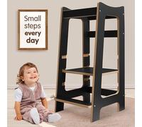 Montessori Learning Tower - Wooden Kitchen Helper with 3 Adjustable Heights, Safe Standing Step Stool Platform for Toddlers Aged 2-6 (Anthracite/Pine)