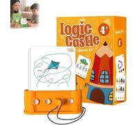 Montessori Logic Castle, Logic Castle Educational Card, Ages 3-6, Develops Logical Thinking Fine Motor Skills Problem Solving, Screen-Free Brain Teaser Toy (4+ Easy Mode)