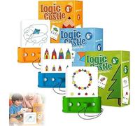Montessori Logic Castle, Logic Castle Educational Challenge Cards, Ages 3-6, Screen-Free Brain Teaser Toy, Develops Logical Thinking, Fine Motor Skills, and Problem Solving (Mixed)
