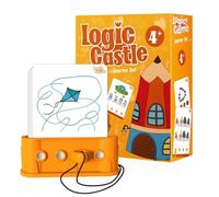 Montessori Logic Castle,Logic Castle Educational Challenge Cards,Develops Logical Thinking Fine Motor Skills Problem Solving, Screen Free Brain Teaser Toy (A)