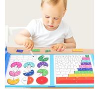 Montessori Magnetic Book Fraction Educational Puzzle, Magnetic Fraction Tiles & Fraction Circles Set, Fractions Manipulatives Learning Games for Toddlers and Elementary Students (Regular)