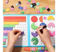 Montessori Magnetic Book Fraction Educational Puzzle, Magnetic Fraction Tiles & Fraction Circles Set, Fractions Manipulatives Learning Games for Toddlers and Elementary Students (Lion)