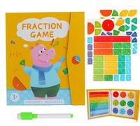 Montessori Magnetic Book Fraction Educational Puzzle, Magnetic Fraction Tiles & Fraction Circles Set, Fractions Manipulatives Learning Games for Toddlers and Elementary Students (Hippo)