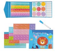 Montessori Magnetic Book Fraction Puzzle for Children - Kids Math Educational Puzzle Fractions Resources, Fun Number Games, Magnetic Fraction Tiles Circles for Preschool Elementary Boys Girls, Lion
