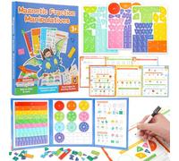 Montessori Magnetic Educational Puzzle for Kids Visual Learners, Practical Fractions Demonstration Book with Circles and Tiles for Home School and Classroom
