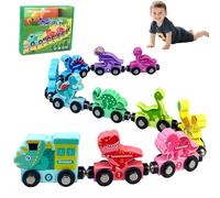 Montessori Magnetic Wooden Train Set for Toddler Toys 1-4 Years Educational Montessori Toys for Boys Girls Wooden Dinosaur Train Set Birthday Gifts for Kids Learning & Development