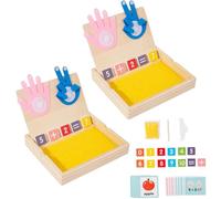 Montessori Math Learning Toy - Number Blocks, Tracing Board, Manipulatives Sand Writing & Finger Counting, 2 in 1 Educational Preschool Sensory Toys Christmas Birthday Gifts for Age 3+ (2pcs)