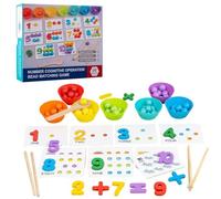 Montessori Maths Toy Set,Wooden Number and Bead Matching Game with Supporting Tools,Learning Activities Toys for Baby to Develop Life Skills,Educational Gift for 3-6 Year Olds Preschool Toddlers