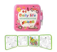 Montessori Mess-Free Water Colouring Book, Reusable Water Painting Book with Pen, Water Paint Color Book, No Mess, Just Add Water to Reveal Vibrant Colors, Gifts for Boys Girls (Daily)