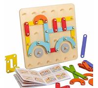 Montessori Puzzle, Montessori Pegboard Puzzle, Wooden Numbers and Letters Construction Activity Set, Color Recognition Game Wooden Stacking Blocks, Montessori Color Sensory Prechool Educational Toy