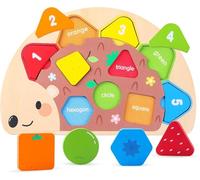 Montessori Puzzle Toys for 1 2 3 Year Old Boys Girls - Wooden Puzzles Jigsaw Peg Board Educational Toys - Colour Sorting, Stacking & Plugging Toys Birthday Gifts for 1-2-3 Year Old Toddler Present