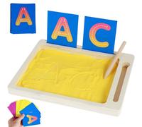 Montessori Sand Tray for Kids,Wooden Sand Scraping Tray Box with Pen Cards Writing and Drawing Toys for Letters and Number,Early Educational Toy Gifts fit 3-6 Years Old Boys Girls Toddlers