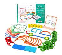 Montessori Smart Sticks,120Pcs Wooden Pattern Blocks Shape Puzzles Boost Creativity Imagination & Focus Spelling STEM Quick Thinking Puzzle Blocks for 2-8 Years Old Boys Girls