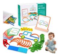 Montessori Smart Sticks, 2025 New Quick Thinking Puzzle Blocks for Toddlers, 142Pcs Wooden Sticks and Rings Puzzle Game, Boost Creativity, Imagination & Focus (1set)