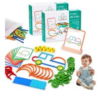 Montessori Smart Sticks, 2025 New Quick Thinking Puzzle Blocks for Toddlers, 142Pcs Wooden Sticks and Rings Puzzle Game, Boost Creativity, Imagination & Focus (2sets)