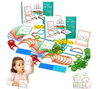 Montessori Smart Sticks for Toddlers, 142PCS Wooden Pattern Sticks & Rings Puzzle Game, Quick Thinking Puzzle Blocks Shape, Boost Creativity & Imagination Focus, Educational Math Manipulatives(2SET)