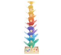 Montessori Sound Tree, Rainbow Musical Tree with 12 Rainbow Balls, Wooden Marble Run with 6 Colorful Levels, Montessori Toys Visomotor Coordination for Kids