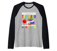 Montessori Teacher Teach Because We All Grow Raglan Baseball Tee