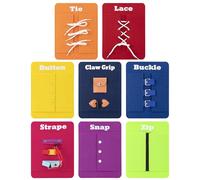 Montessori Toddler Busy Board Sensory Travel Toy Fine Motor Learning Gift | Ages 3-8, zip tie buckle lace button snap training, boosts toddlers fine motor life skills, ideal birthday gift boys girls
