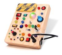 Montessori Toy for 1-3 Year Old Busy Board, Sensory Toddlers Toy for 1+ Boy Girl Gifts, Wooden Fine Motor Skills Educational Toy for Kids with Autism (Medium)