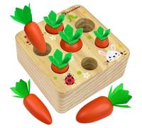 Montessori Toys for 1 2 3 years Boys and Girls, Wooden Sorting Puzzle Carrot Harvest for 12 Months, Sensory Educational Toy Promotes Fine Motor Skills for Babies from 1, Gifts for children [Orange]
