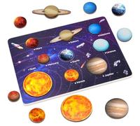 Montessori Toys for 3 4 5 6 Year Old Boys Girls, Wooden Puzzles for 3+ Year Olds Kids Learning Resources Educational Toys for Toddler Boy Birthday Present Gift Age 3+ Solar System Space Planet Toys