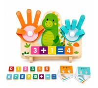 Montessori Toys for 3 Year Old, Dinosaur Finger Counting Board with Number Blocks & Equation Cards, Wooden Maths Learning Game for Preschool Boys Girls Age 3 4 5, Birthday Gifts Xmas Stocking Fillers